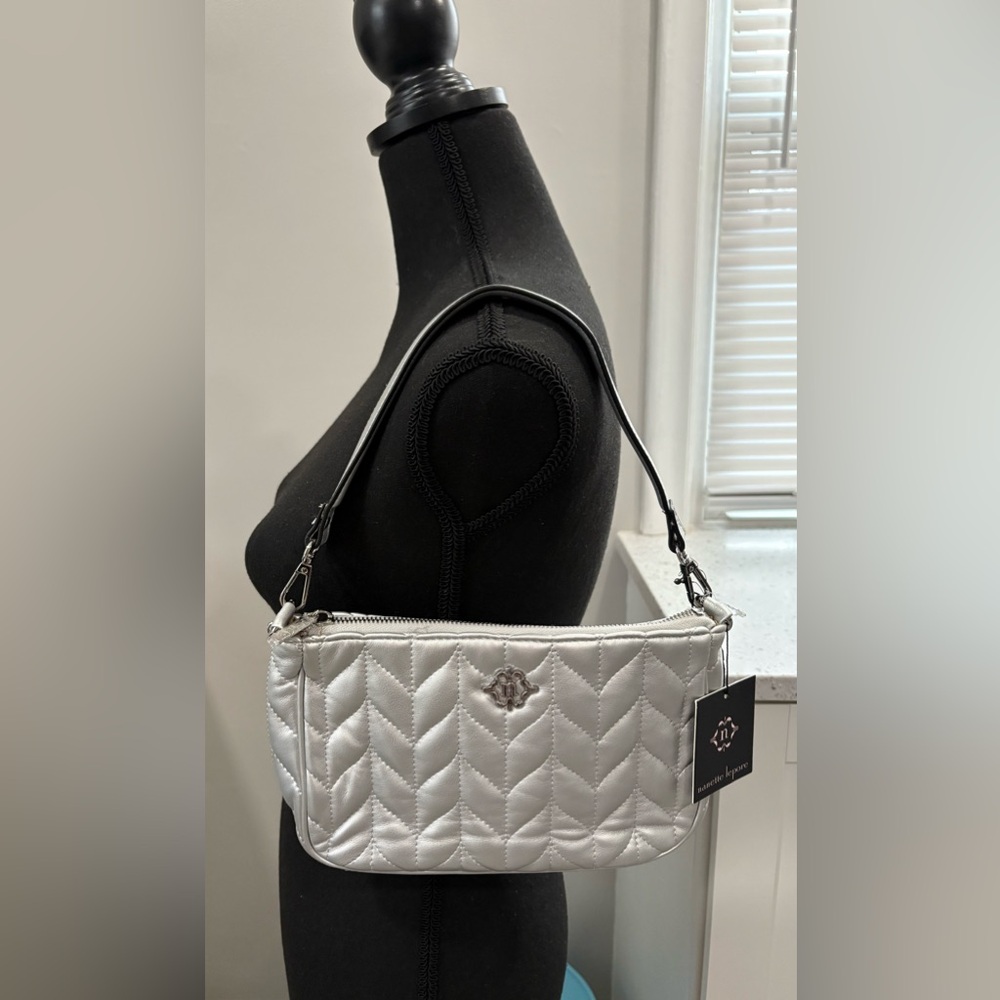 Nanette Lepore Tatianna Elegant Silver Quilted Shoulder Bag